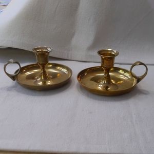 2 vintage antique candlestick holders